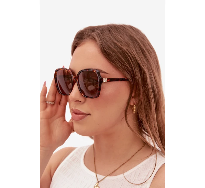 Dámské sluneční brýle s krystaly Hnědé