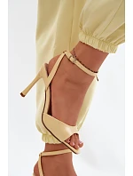 Dámské sandály na podpatku z imitace kůže Žluté model 22125495 - Boto