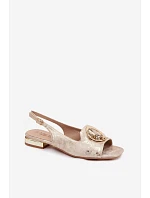 Dámské sandály Ploché S ozdobou model 22133543 Zlaté - S.Barski