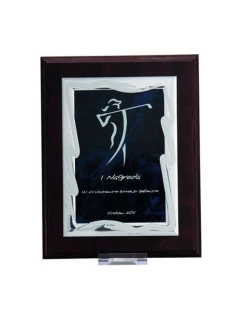 Plastový diplom s vygravírovaným kovovým štítkom