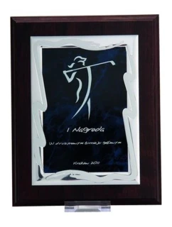 Plastový diplom s vygravírovaným kovovým štítkom