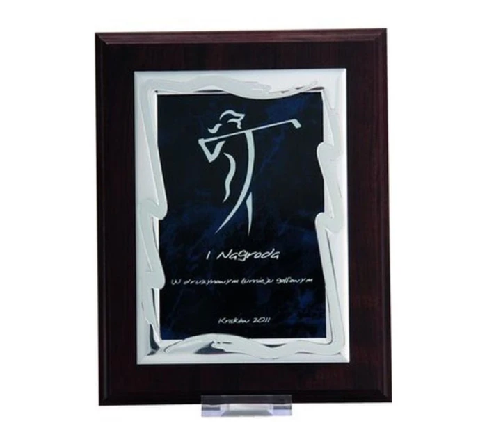 Plastový diplom s vygravírovaným kovovým štítkom