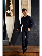 Men Pánský svetr s výstřihem do V deep black model 22500670 - NEOBLU Men Pánský svetr s výstřihem do V deep black model 22500670 - NEOBLU