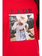 Halenka s potiskem model 18744208 červená - K-Fashion