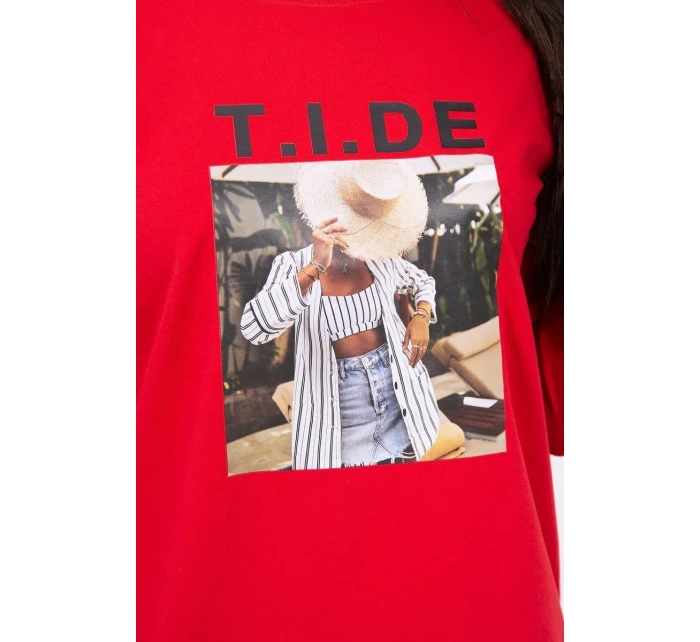 Halenka s potiskem model 18744208 červená - K-Fashion