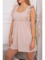 Šaty s volánky na bocích béžové Šaty s volánky na bocích béžové
