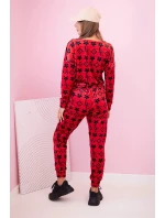 Dámska velúrová súprava s červeným monogramom