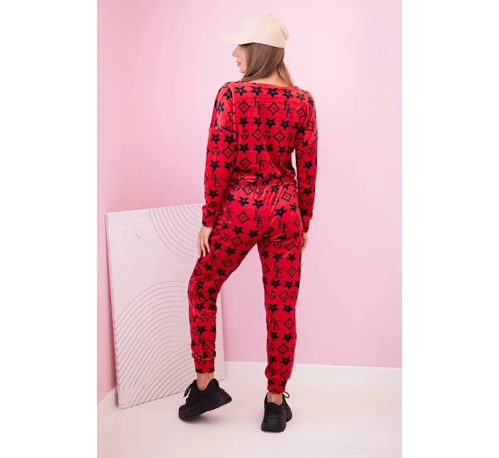 Dámska velúrová súprava s červeným monogramom