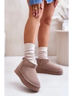 Moderní nízké zimní boty z semiše v khaki model 21644774 - Boto