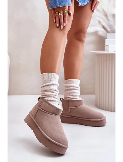 Moderní nízké zimní boty z semiše v khaki model 21644774 - Boto