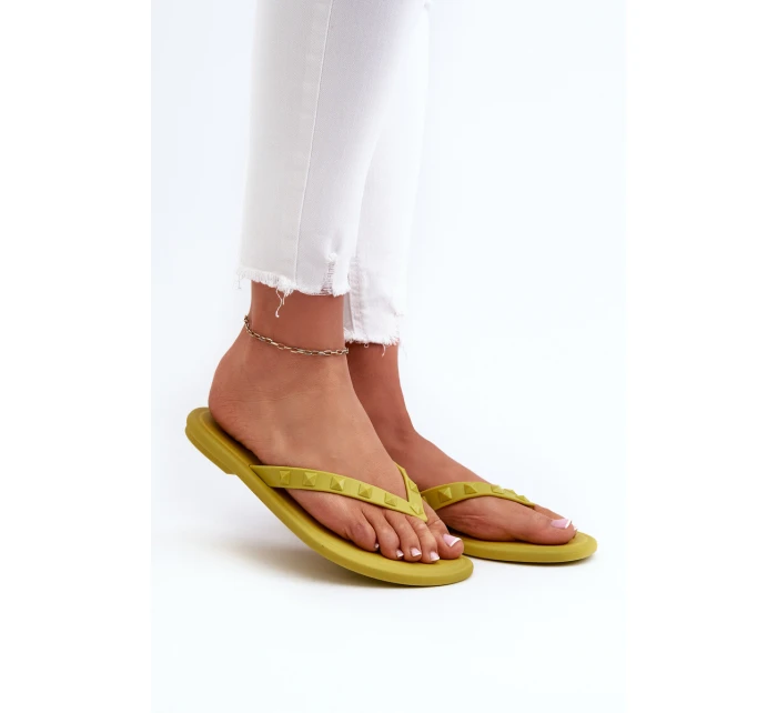 Płaskie Elastyczne Klapki Japonki Damskie ZAXY JJ285253 Limonkowe