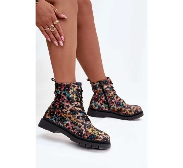 Dámské zimní kotníkové boty květinové model 21712487 - Artiker Dámské zimní kotníkové boty květinové model 21712487 - Artiker