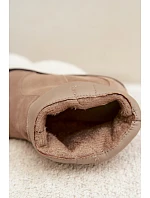 Kožené semišové kožené kozačky na podpatku s izolací Khaki model 22320935 - Boto