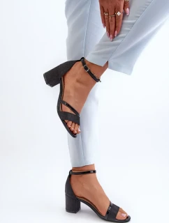 Trblietavé dámske sandále na nízkom podpätku čierne Ploemis