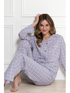 Pyžamo Laveza 1782 Lila, s dlhými rukávmi, veľkosti M–2XL, na zapínanie