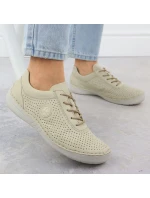 Dámske perforované béžové kožené poltopánky Rieker 52546-60