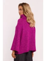 M822 Trapézový sveter s rolákom - amarant