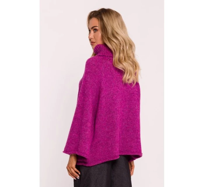 M822 Trapézový sveter s rolákom - amarant