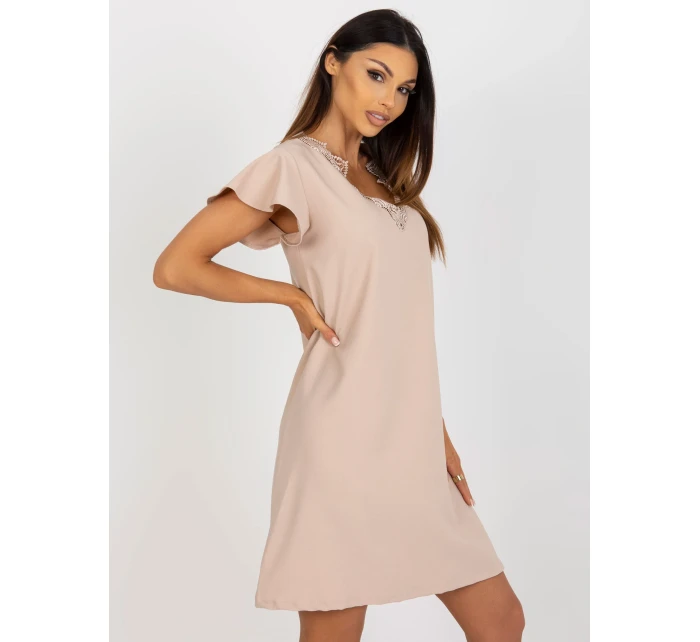 Sukienka WN SK model 18496684 beżowy - FPrice Sukienka WN SK model 18496684 beżowy - FPrice
