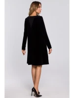 model 15107473 Sametové šaty uvolněného střihu černé - Moe model 15107473 Sametové šaty uvolněného střihu černé - Moe