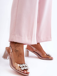 Priehľadné sandále na podpätku Pink SBarski