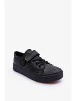 Detské kožené tenisky na suchý zips, čierne Delmara Detské kožené tenisky na suchý zips, čierne Delmara