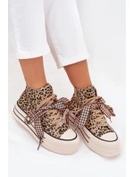 Dámske tenisky na platforme so stuhou a zipsom Mavara - panther