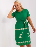 Dámské šaty plus size LK SK model 20965288 Zelená s potiskem - FPrice Dámské šaty plus size LK SK model 20965288 Zelená s potiskem - FPrice