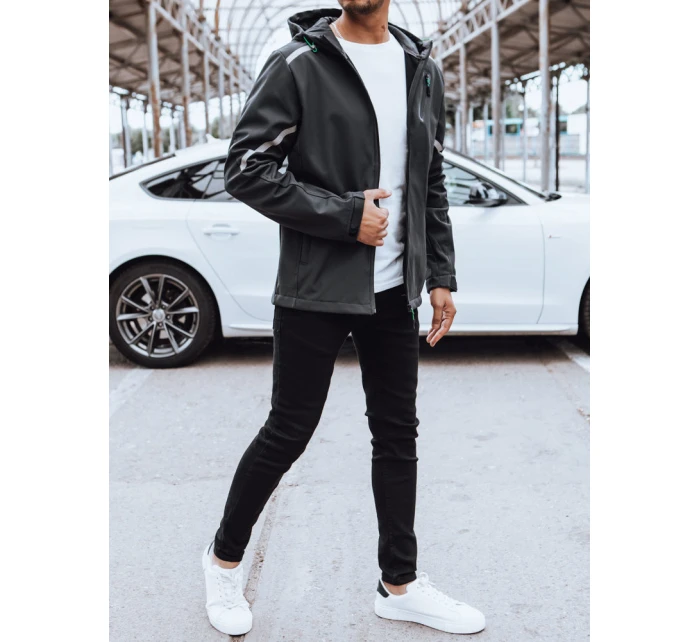Pánska softshellová bunda s kapucňou tmavosivá FashionStreet TX4481 Pánska softshellová bunda s kapucňou tmavosivá FashionStreet TX4481