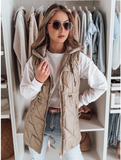 Dámska prechodná prešívaná vesta OLINVIA camel FashionStreet TY4835 Dámska prechodná prešívaná vesta OLINVIA camel FashionStreet TY4835