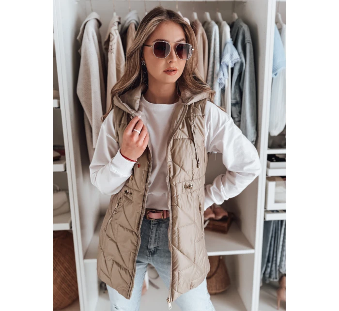 Dámska prechodná prešívaná vesta OLINVIA camel FashionStreet TY4835 Dámska prechodná prešívaná vesta OLINVIA camel FashionStreet TY4835