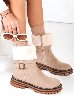 Dámske zateplené čižmy béžové FashionStreet ZY1228