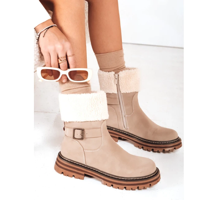 Dámské zateplené boty beige Dstreet model 21993821 - FashionStreet