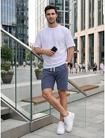 Pánske teplákové šortky so šnúrkou, modré, FashionStreet SX2623 Pánske teplákové šortky so šnúrkou, modré, FashionStreet SX2623