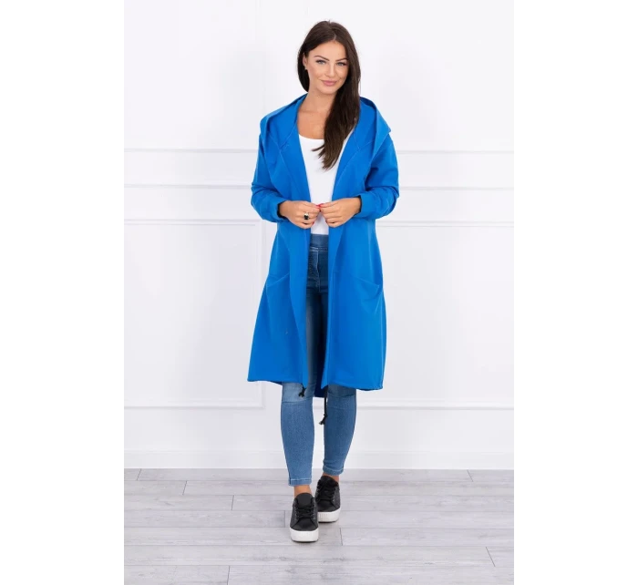 Nevädza modrá bunda s kapucňou nadmernej veľkosti