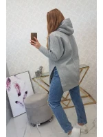 Zateplená mikina s bočnými rázporkami šedá