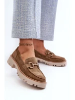 Dámské semišové mokasíny s ozdobou D&A model 21660216 hnědé - S.Barski Dámské semišové mokasíny s ozdobou D&A model 21660216 hnědé - S.Barski