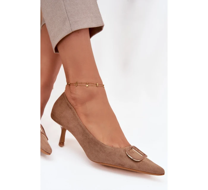 Dámské lodičky s ozdobným detailem tmavě béžové Amelora