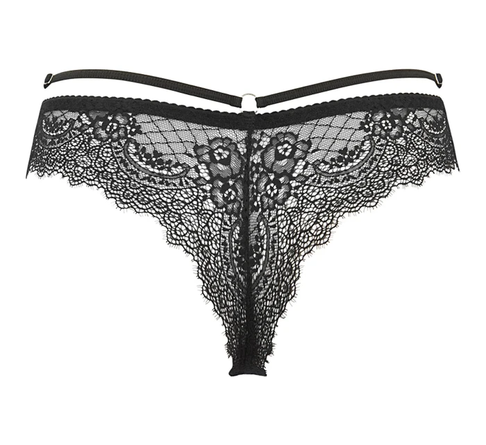 Dámske sexy čipkované tangá V-10098 Black - Axami