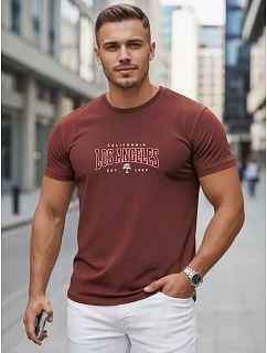 Koszulka męska bawełniana z napisem bordowy model 22315979 - FashionStreet