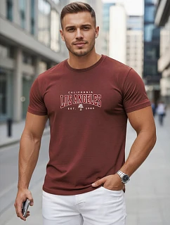 Pánske bavlnené tričko s nápisom v bordovej farbe FashionStreet NX5136R