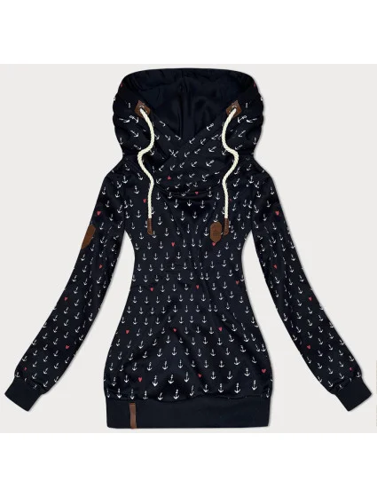 Černá vzorovaná dámská mikina model 19694130 - 6&8 Fashion