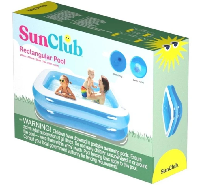 Rodinný obdĺžnikový nafukovací bazén 200x150x50 cm 51257