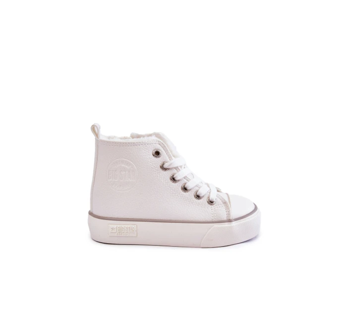 Dziecięce Wysokie Trampki Na Suwak Big Star KK374227 Białe Dziecięce Wysokie Trampki Na Suwak Big Star KK374227 Białe