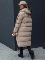 Dámská zimní dlouhá bunda oversize s kapucí tmavě béžová Dstreet model 21979728 - FashionStreet
