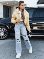 Dámska krátka zimná bunda s kapucňou žltá FashionStreet TY5360