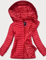 Červená prešívaná bunda s kapucňou (LD-7218)