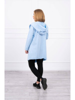 Voľná bunda s kapucňou v modrej farbe
