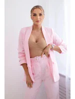 Elegantný set saka a nohavíc candy pink