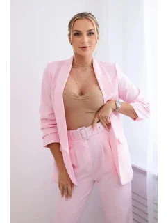 Elegantný set saka a nohavíc candy pink
